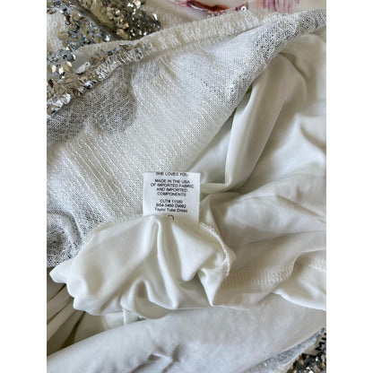 NEW NWT Show Me Your Mumu Taylor Tube Midi Dress White Silver Size XS