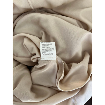 NEW NWT Mac Duggal 70237 Beige Embellished High Neck Illusion Long Sleeve Midi Dress Mocha Size 4