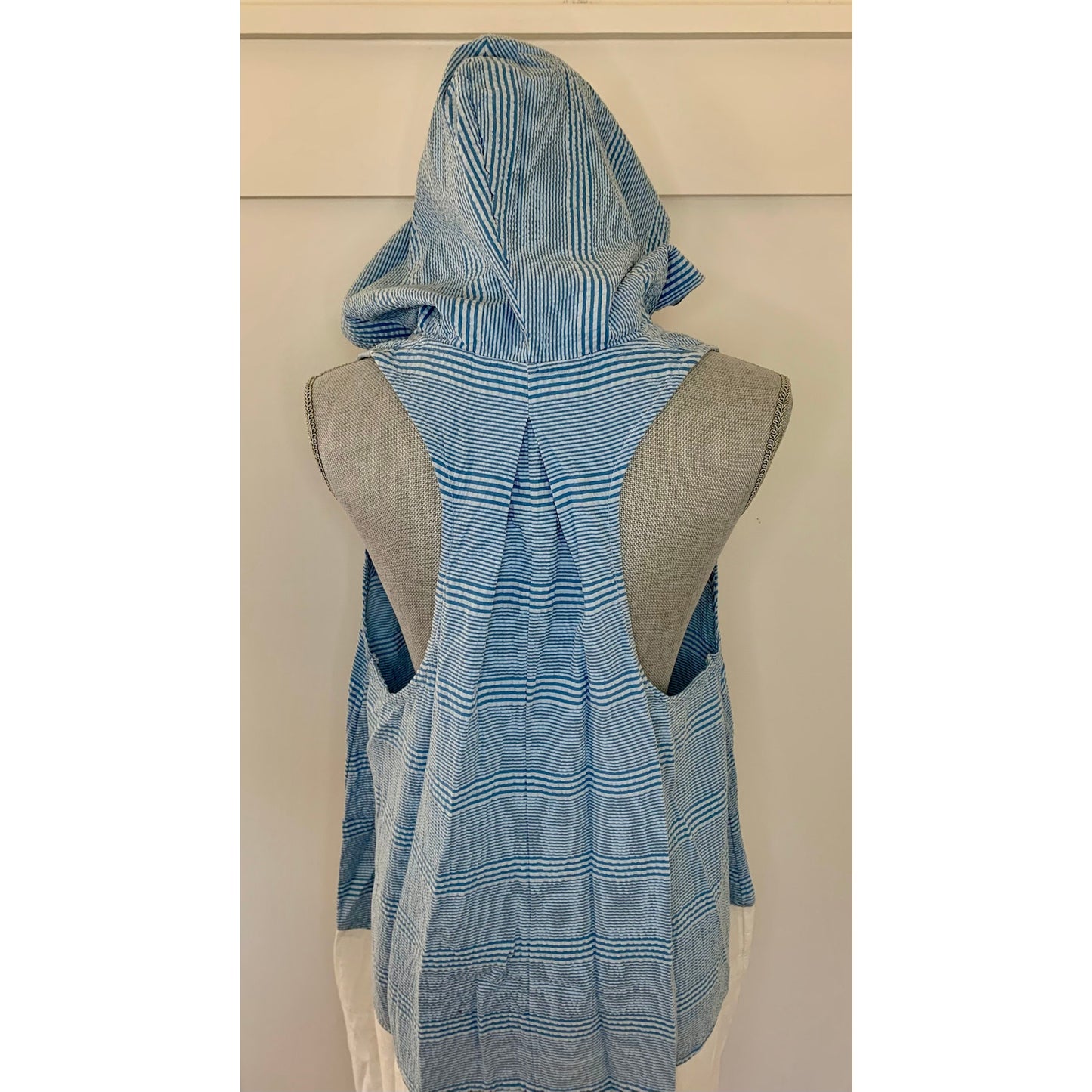 Free People Roadtripping Midi Dress Blue Combo Size XS V-Neck Sleeveless Cotton