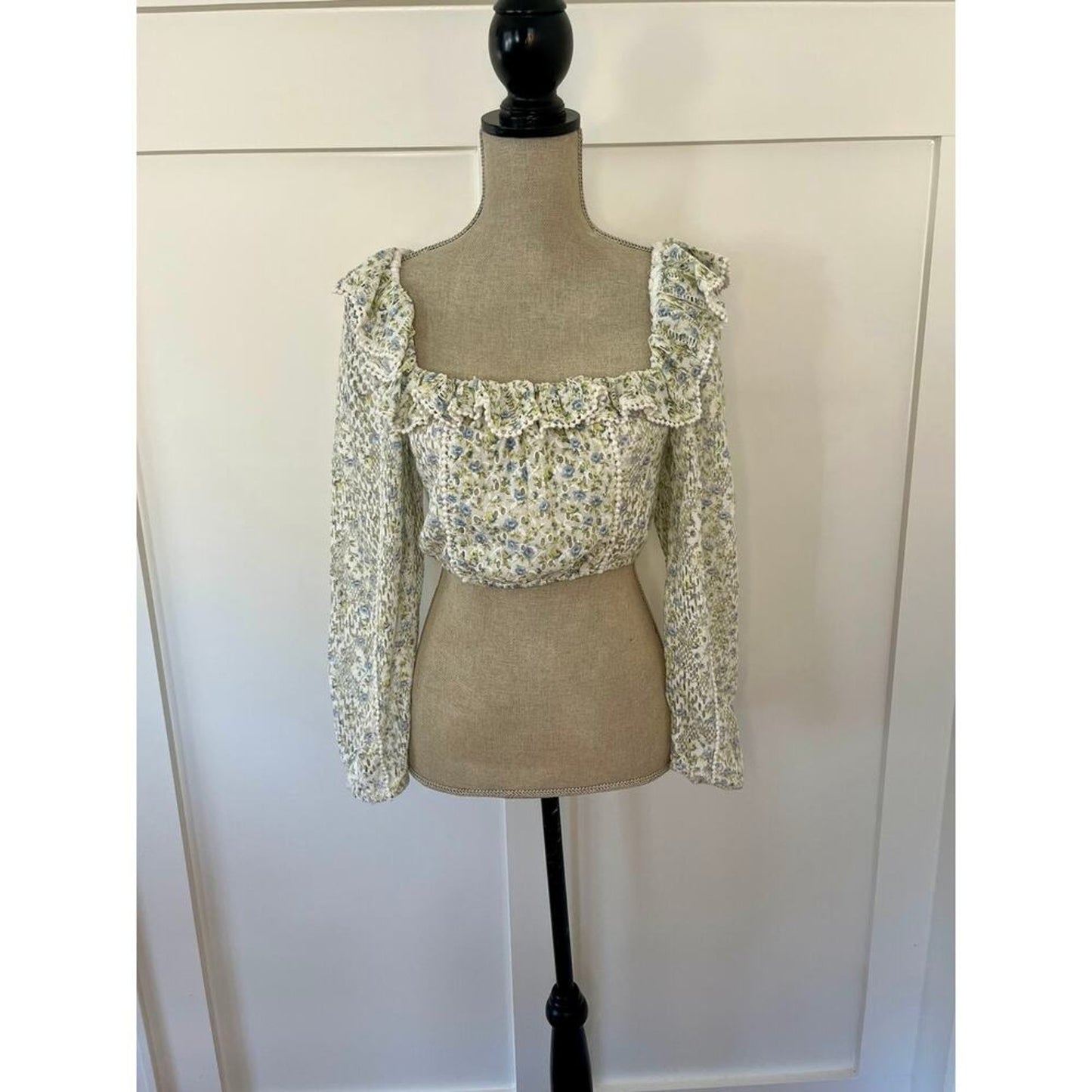 LoveShackFancy‎ Dorabella Crop Top White Garden Stream Size XS