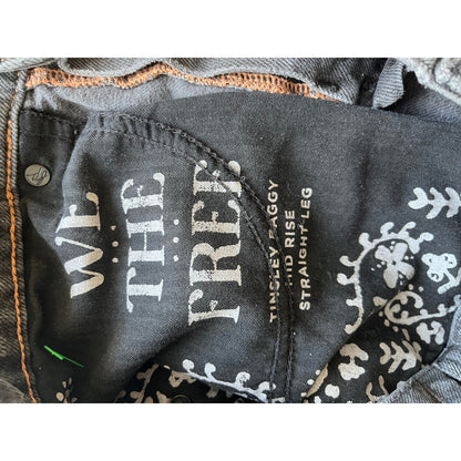 Free People Tinsley Baggy Mid Rise Straight Leg Black Size 28