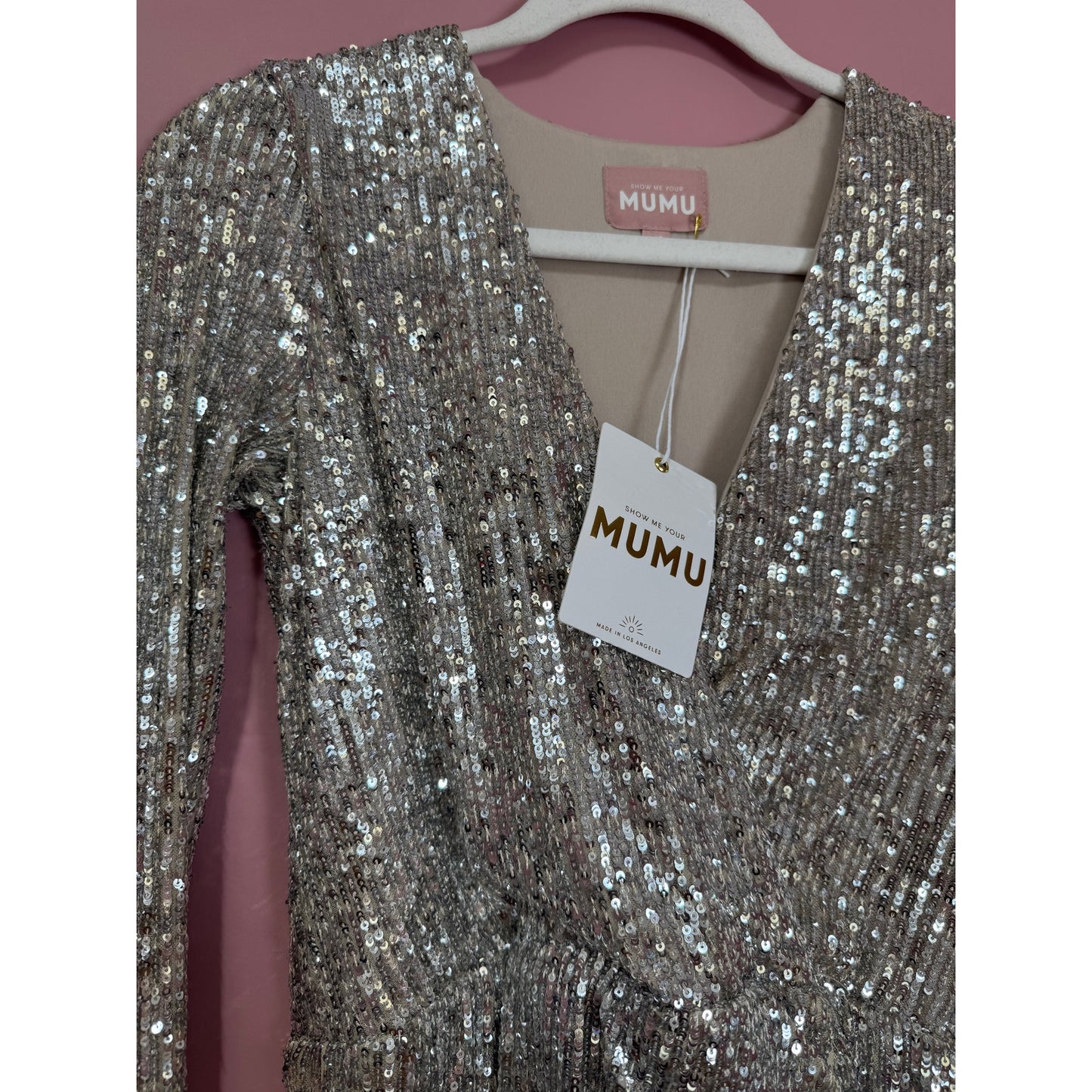 Show Me Your Mumu Party Hop Dress Siver Sequin Size XS