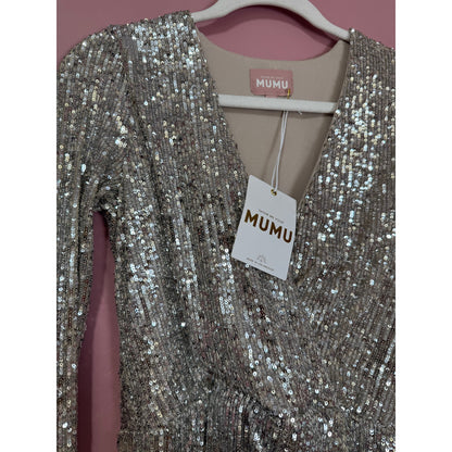 Show Me Your Mumu Party Hop Dress Siver Sequin Size XS