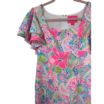 LILLY PULITZER ANNISTON FLUTTER SLEEVE MINI DRESS SIZE 2