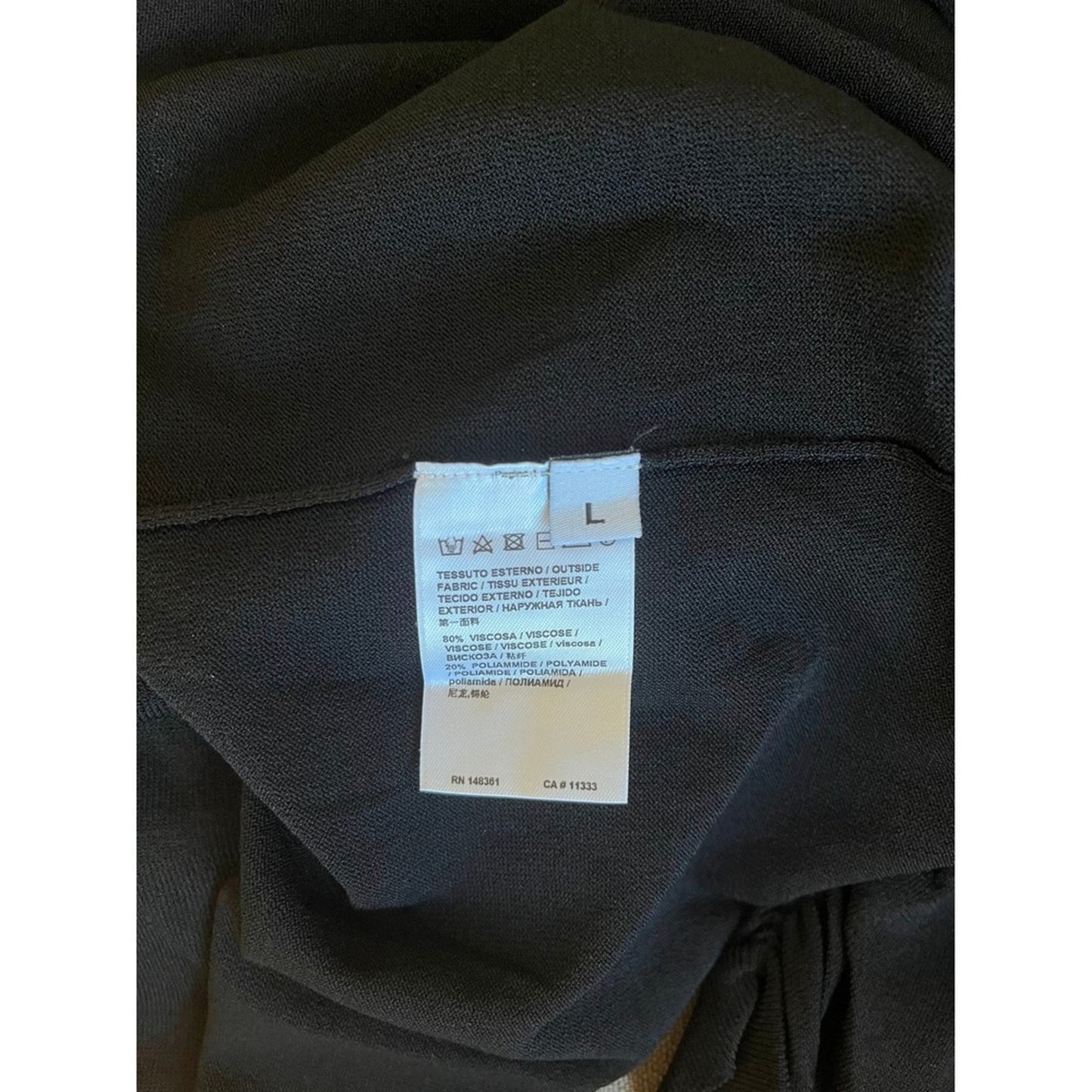 PINKO Asymmetrical Colorblock Long Sleeve Top Womens Size L Black Ivory Ruffle