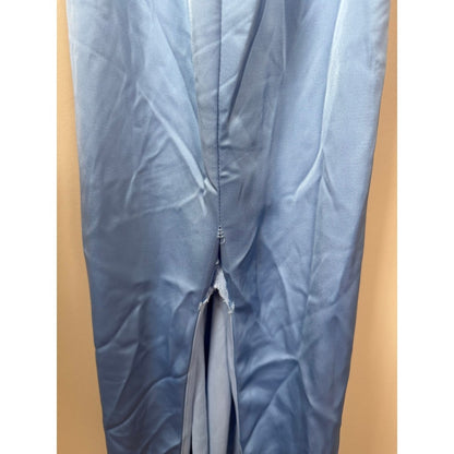 Katie May Los Angeles Blue Satin Cowl Neck Maxi Gown Dress NWT Defect