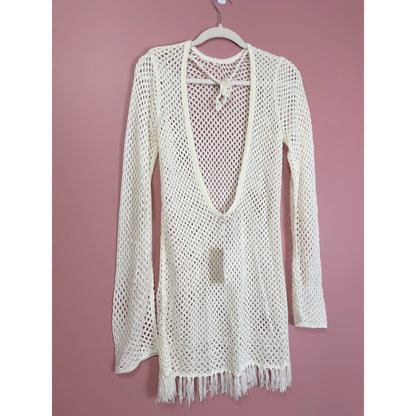 Show Me Your Mumu Castaway Tunic in White Crochet Size Small