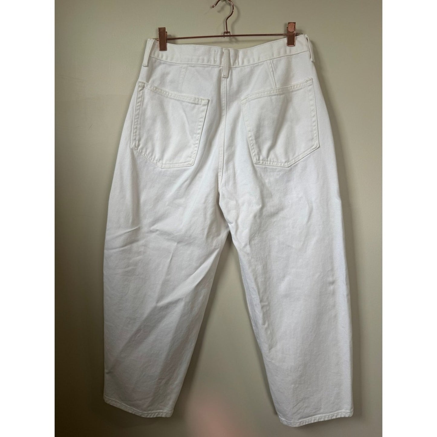 Etica Iris High Rise Barrel Leg Jeans Off White Cotton Denim Size 30