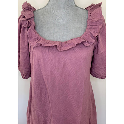 Free People Kaylyn Midi Dress in Mauve Small Short Sleeve Lace Up Tie Back Lined