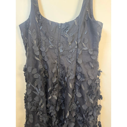 Show Me Your Mumu Black 3D Floral Applique Maxi Dress XXL Square Neck Overlay
