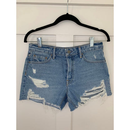 GRLFRND The Helena Short in Heartbeat Size 25 Button Fly Distressed Denim Cotton