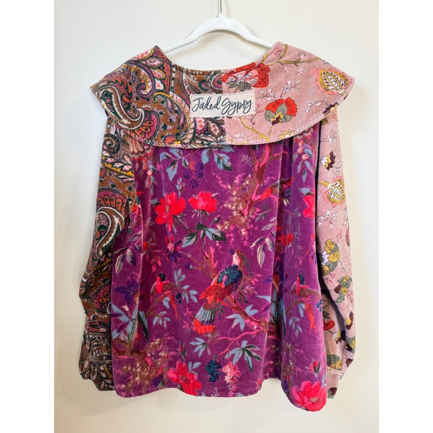 Jaded Gypsy Patchwork Paisley Floral Velvet Jacket Boho Festival