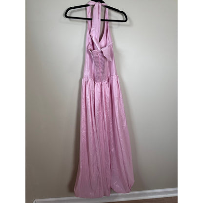 Show Me Your Mumu Pink Halter Maxi Dress Dropped Waist Gown Small