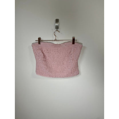 Show Me Your Mumu Nicki Tube Top & Niki Shorts Set Pink Textured L