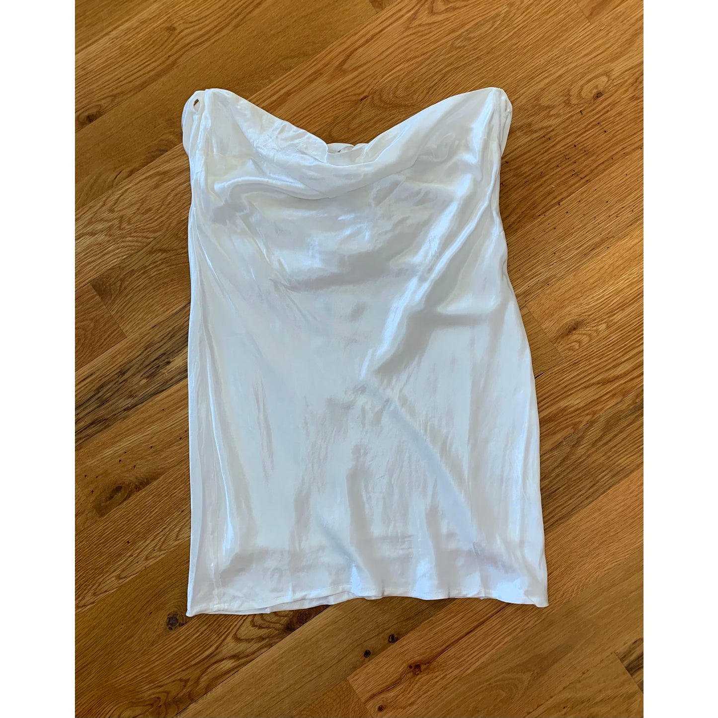 For Love & Lemons Hazel Mini Dress White Large Satin Long Sleeve Pullover Lined