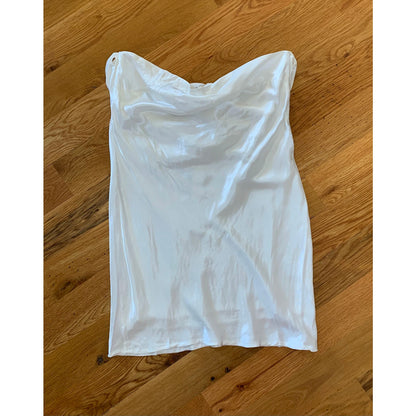 For Love & Lemons Hazel Mini Dress White Large Satin Long Sleeve Pullover Lined