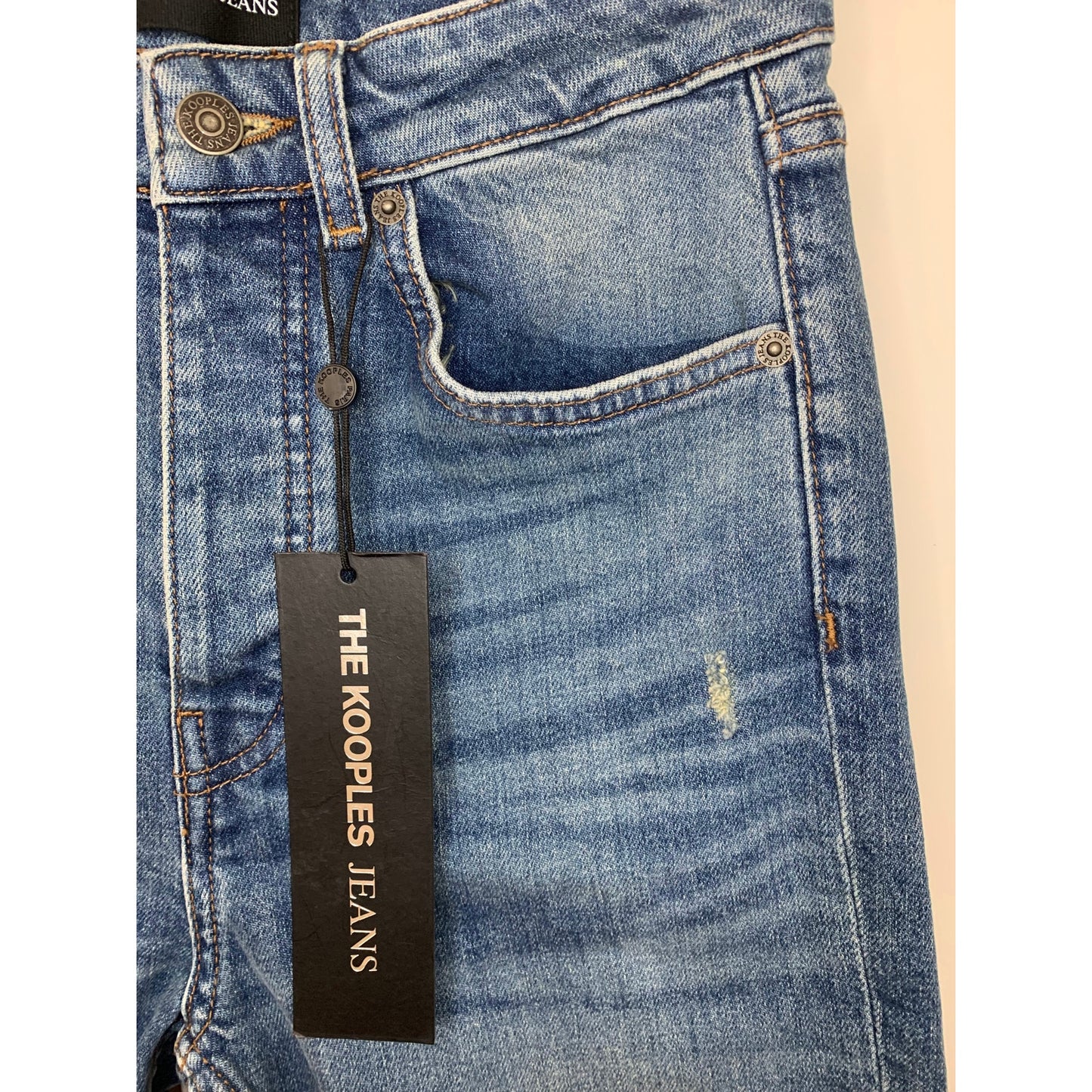 The Kooples Jeans in Blue Denim Size 27 Button Fly Skinny Leg Whiskered Pockets