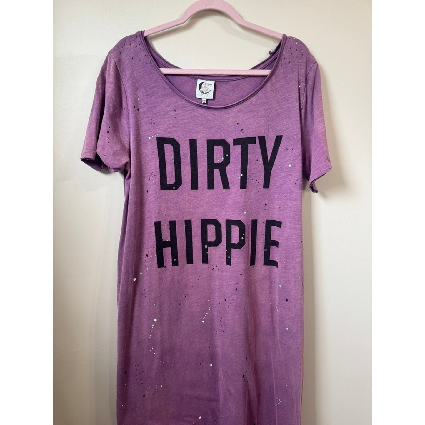 Jaded Gypsy Dirty Hippie Graphic Maxi Dress Purple Boho Paint Splatter S/M