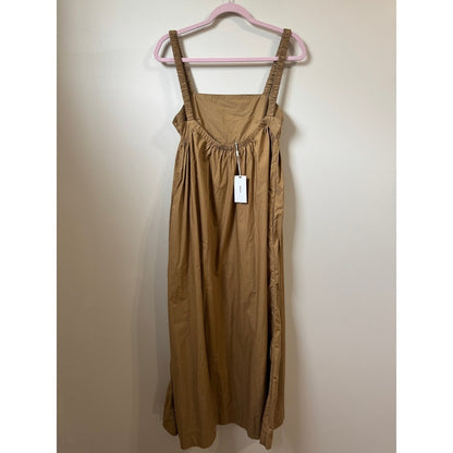 Mikoh Women Brown Sleeveless Gathered Empire Waist Maxi Dress Smocked Straps NEW