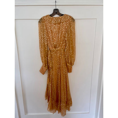 Zimmermann Lurex Wrap Midi Dress Caramel‎ Size US 4