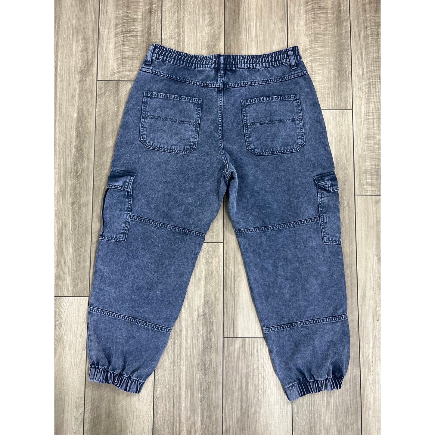 We The Free People Cargo Jeans in Blue Large Denim Zip Fly Stretch Cotton