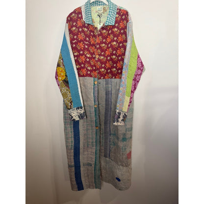 Jaded Gypsy Boho Patchwork Quilted Long Coat Jacket Kimono Multi Color Free Size