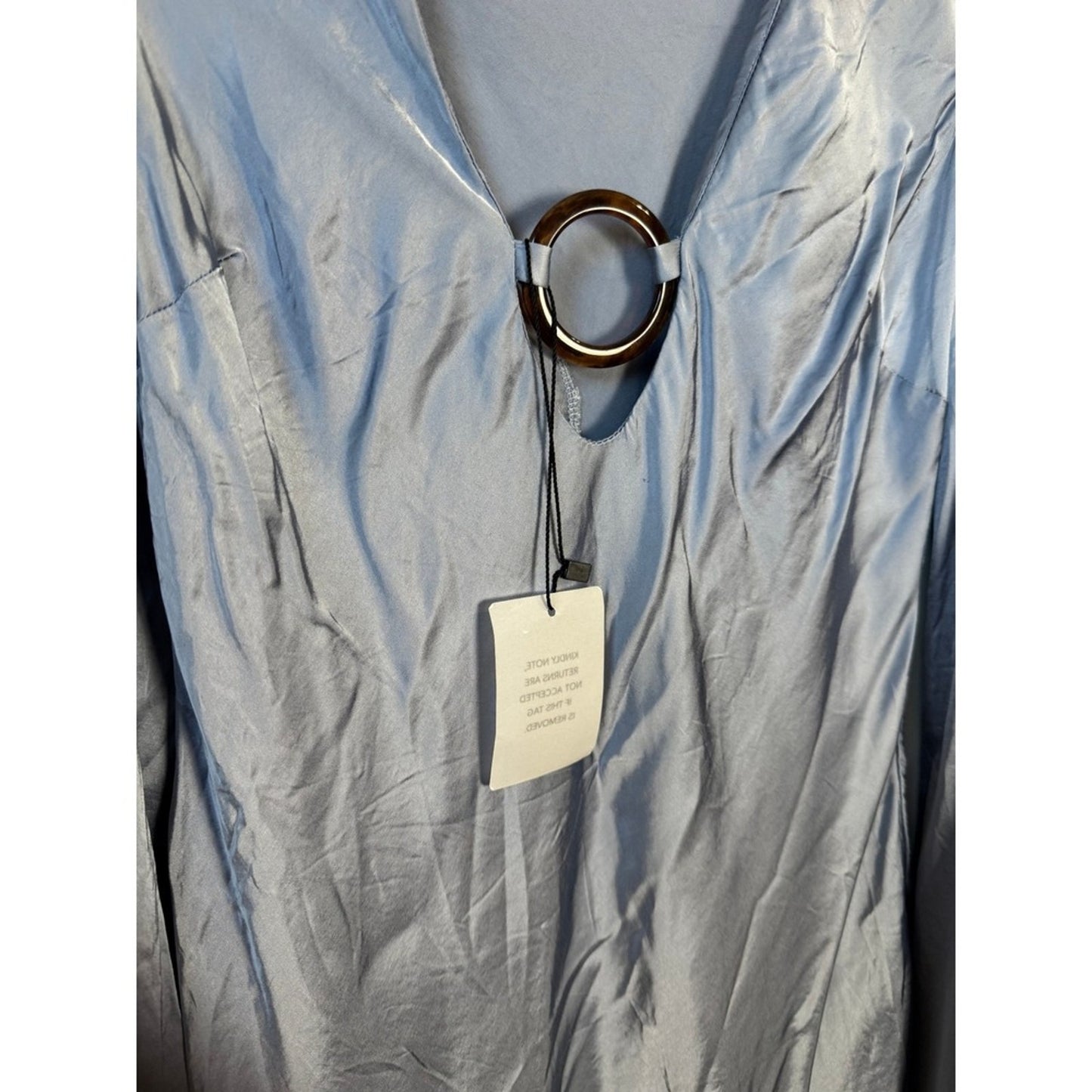 STONE COLD FOX Blue Satin Ring Detail Long Sleeve Mini Dress