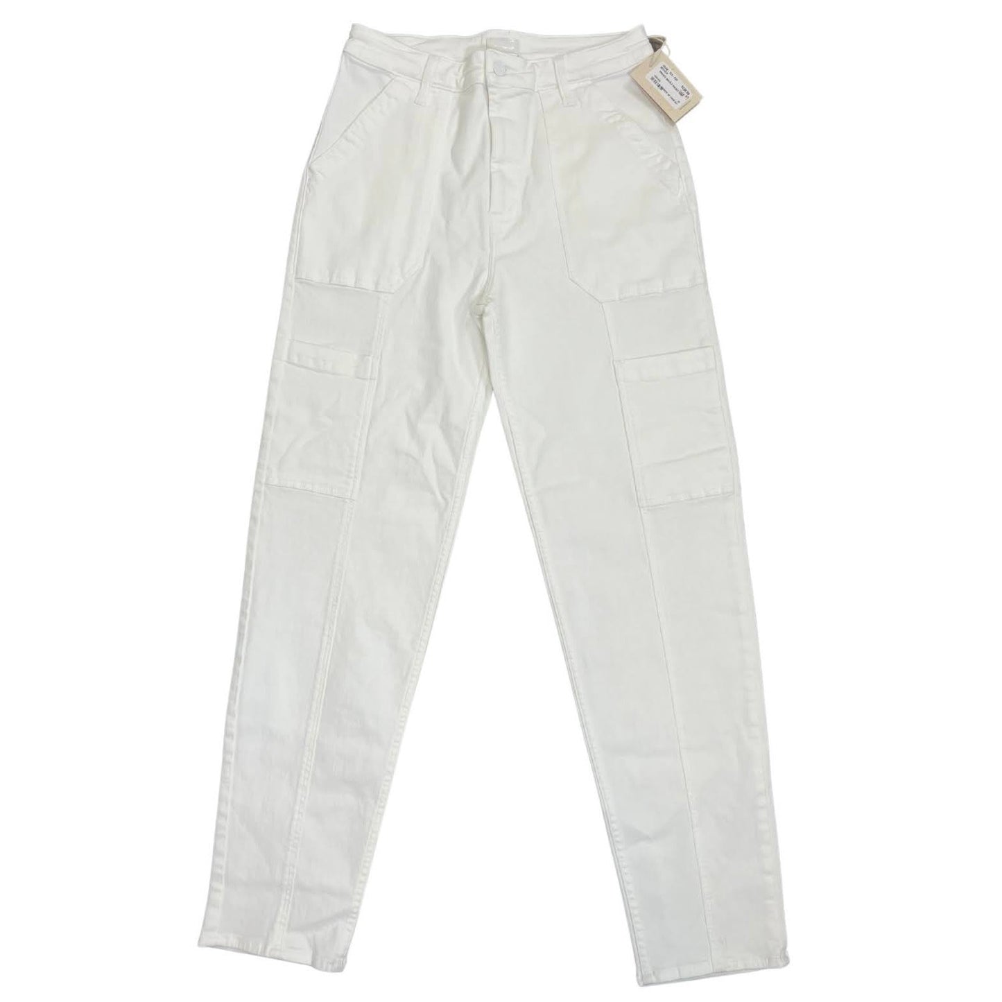 MOTHER Private Double Pocket Skimp Jeans in White Size 29 Cargo Zip Fly Stretch