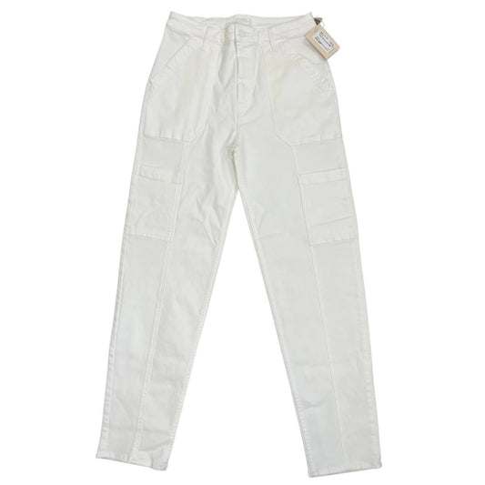 MOTHER Private Double Pocket Skimp Jeans in White Size 29 Cargo Zip Fly Stretch