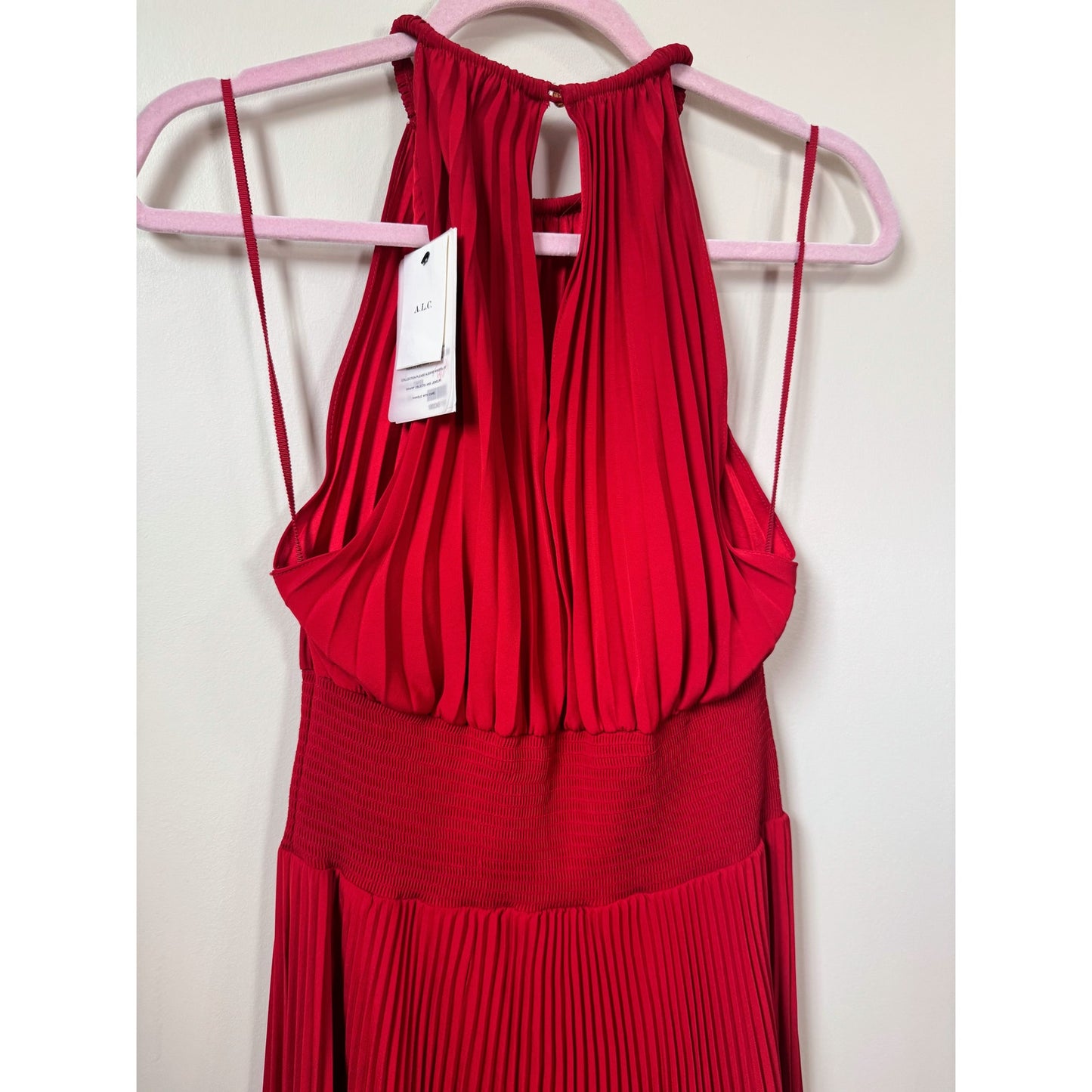 NEW NWT A.L.C. Renzo Midi Pleated Dress in Real Red Size 6