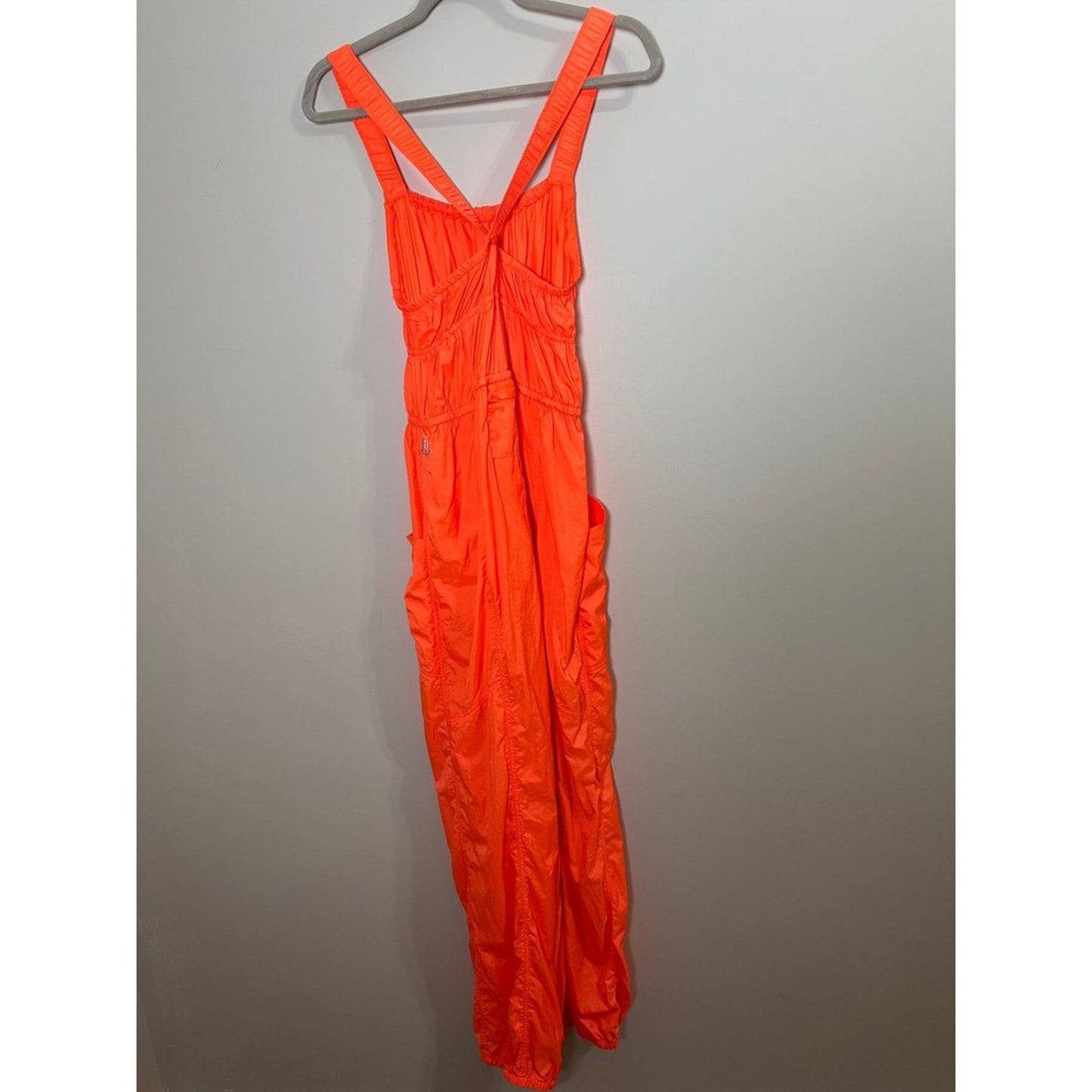 Free People FP Movement Tropic Sport One Piece Jumpsuit Neon Orange Cargo Small