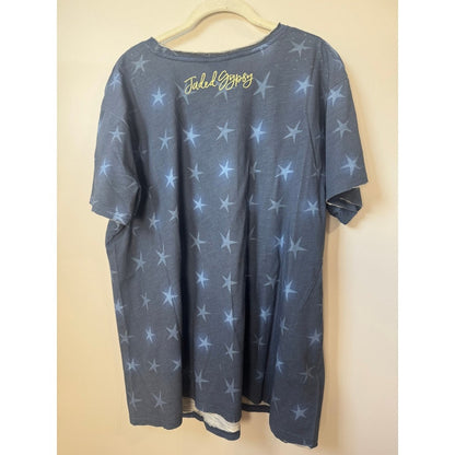 Jaded Gypsy Women Blue Star Clown Graphic Oversized T-Shirt Scoop Neck