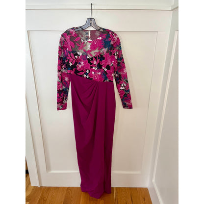 Marchesa Notte Cutout Embroidered Tulle and Crepe Gown Size 4