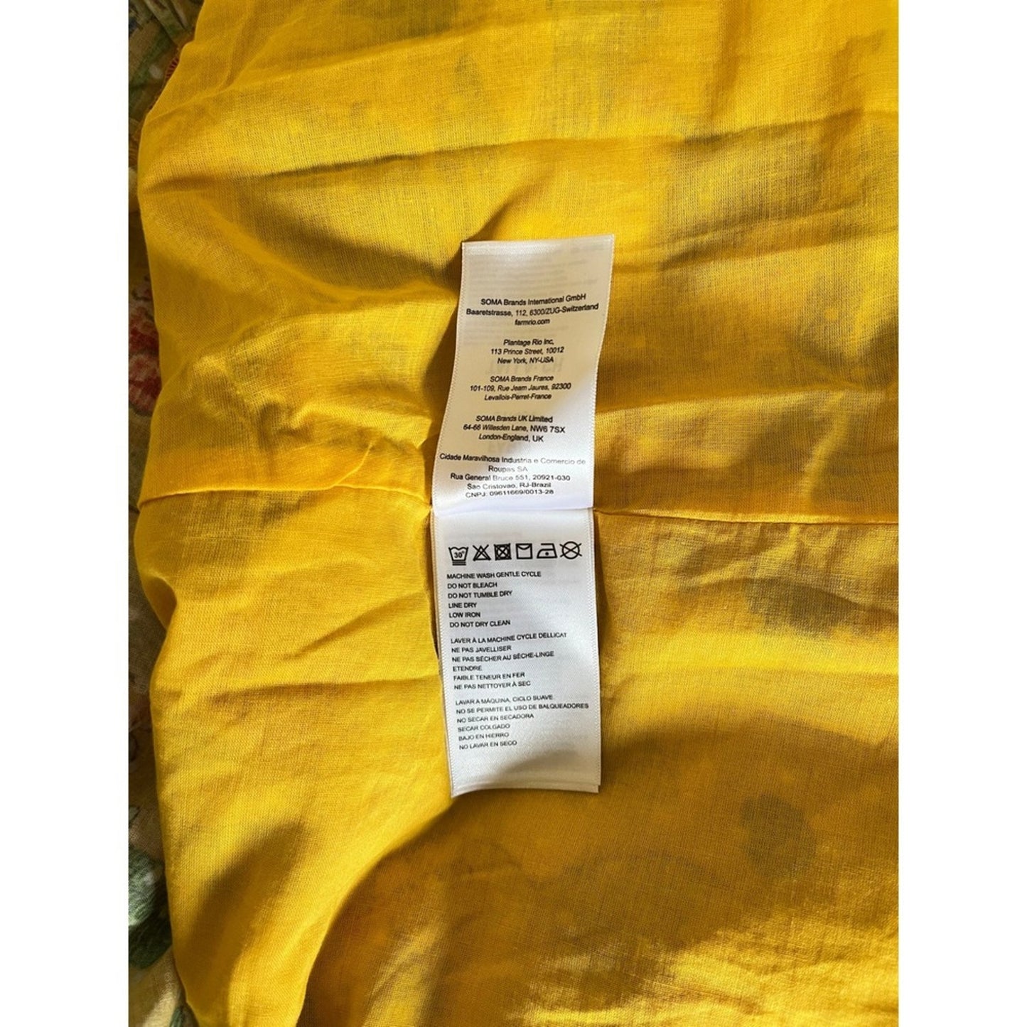 Farm Rio Summer Garden Maxi Dress Yellow Floral Smocked Strappy Size S