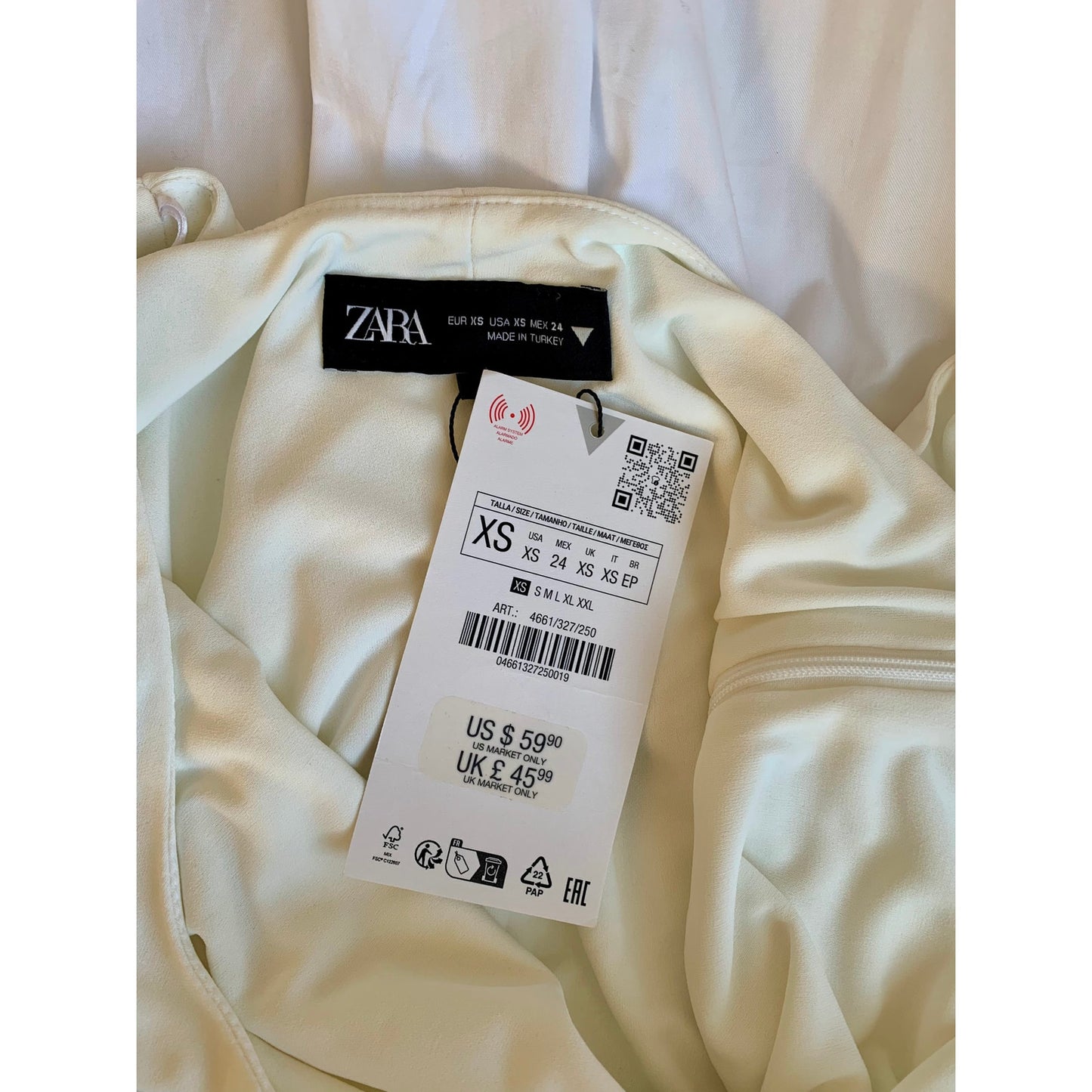 Zara Mixed Balloon Midi Dress in White Size XS Sleeveless Lined Side Zip Boho