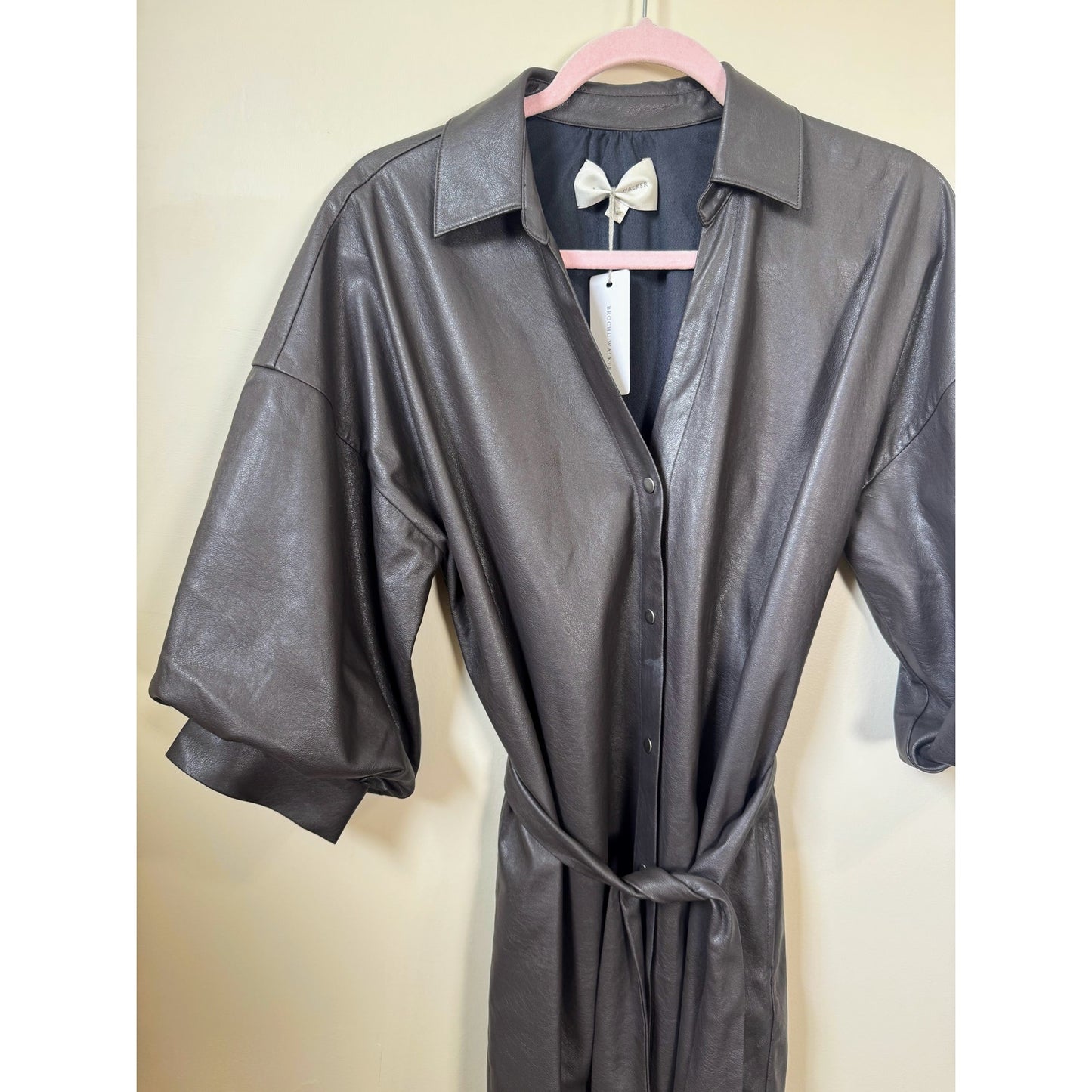 NEW NWT Brochu Walker Kate Vegan leather Belted Mini Dress Small