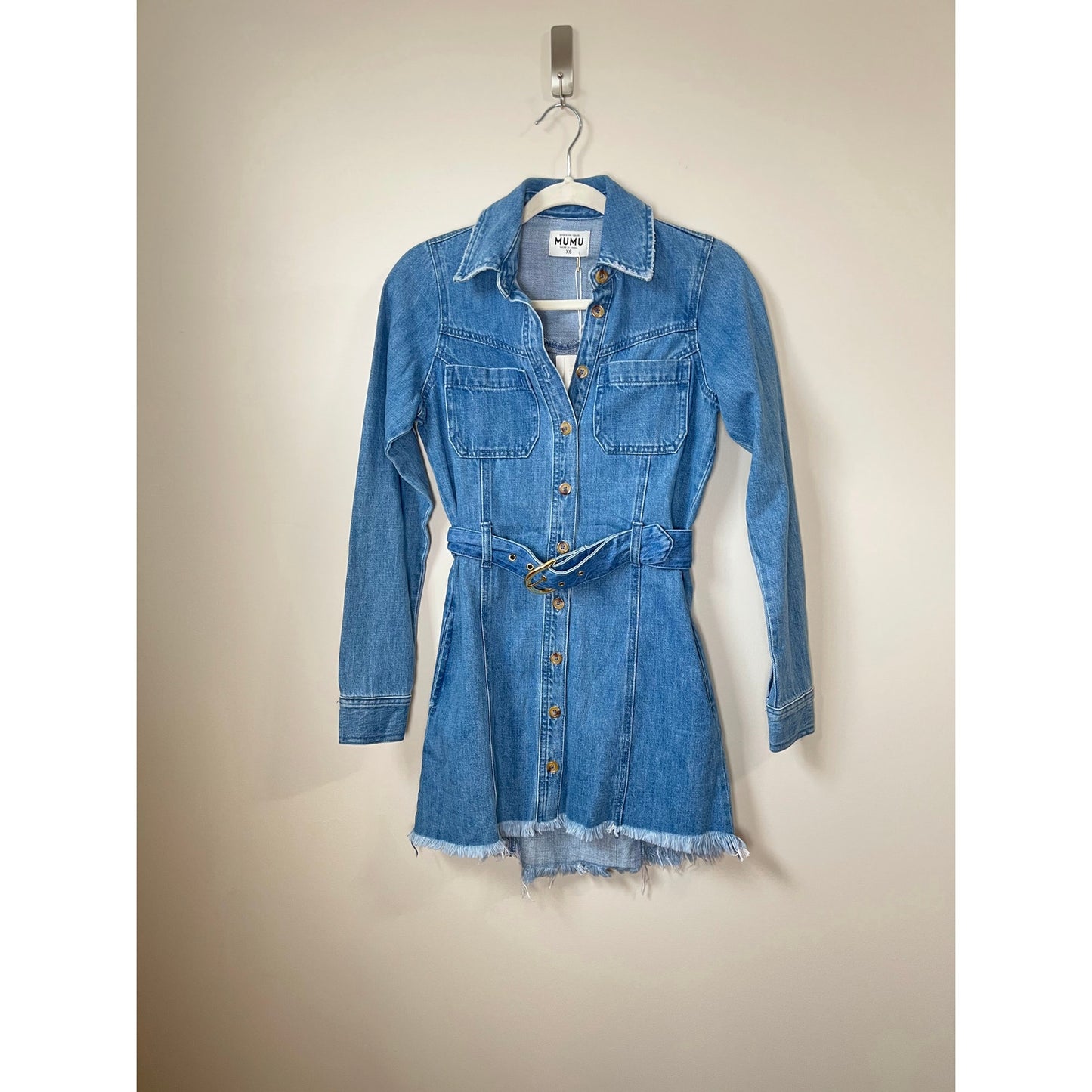 NEW NWT Show Me Your Mumu Durango Belted Denim Mini Dress Size XS