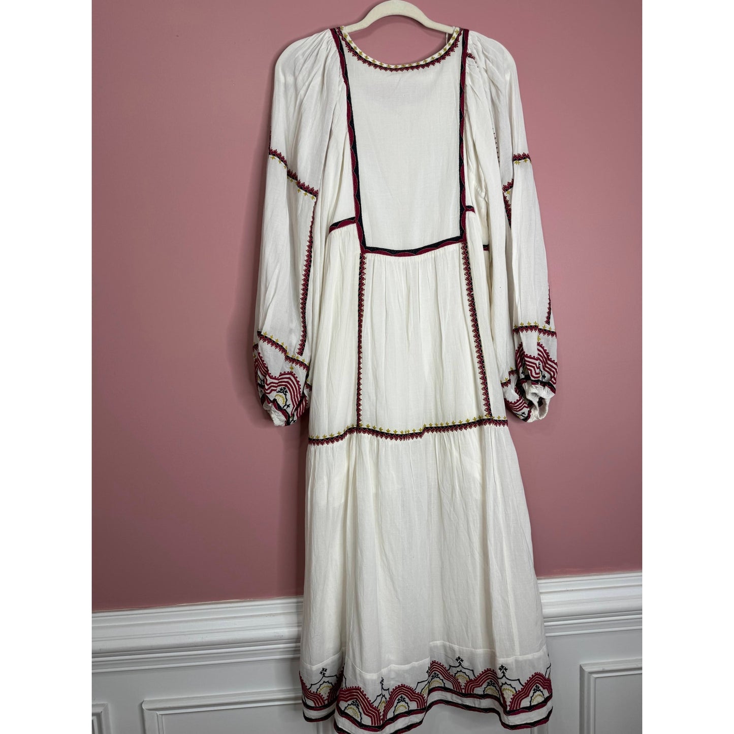 Free People Sweet Escape Midi Dress in White Medium Embroidered Long Sleeve