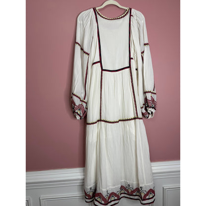 Free People Sweet Escape Midi Dress in White Medium Embroidered Long Sleeve