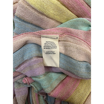 LoveShackFancy Mylene Ribbed Knit Maxi Dress Pastel Sunrise Metallic Size LG