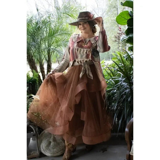 Jaded Gypsy Patchwork Striped Lace Trim Bohemian Tunic Dress Women L
