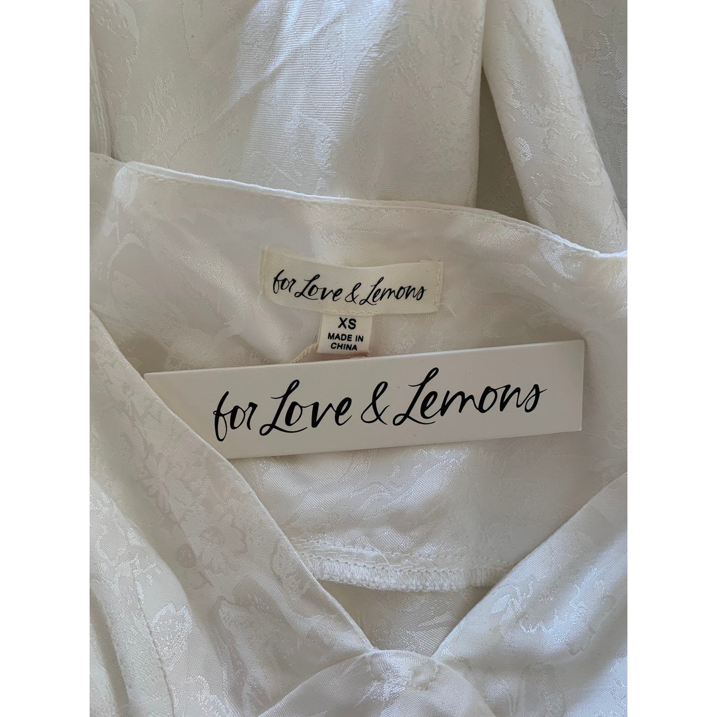 For Love & Lemons Gabrielle Puff Sleeve Mini Dress in White Size XS Floral