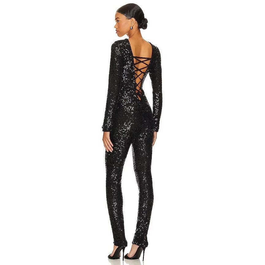 Show Me Your Mumu Kitty Catsuit in Midnight Glitz Black Size Small