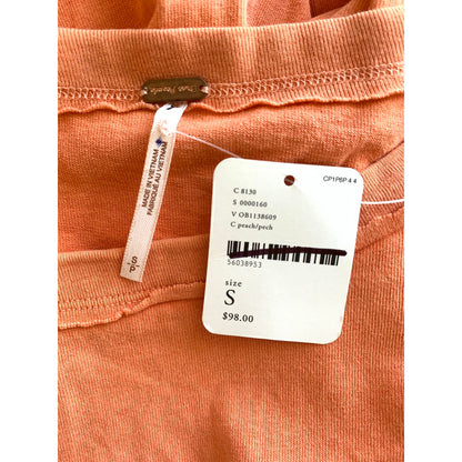 Free People Carissa Tee Maxi Dress in Peach Small Short Sleeve Pullover Cotton