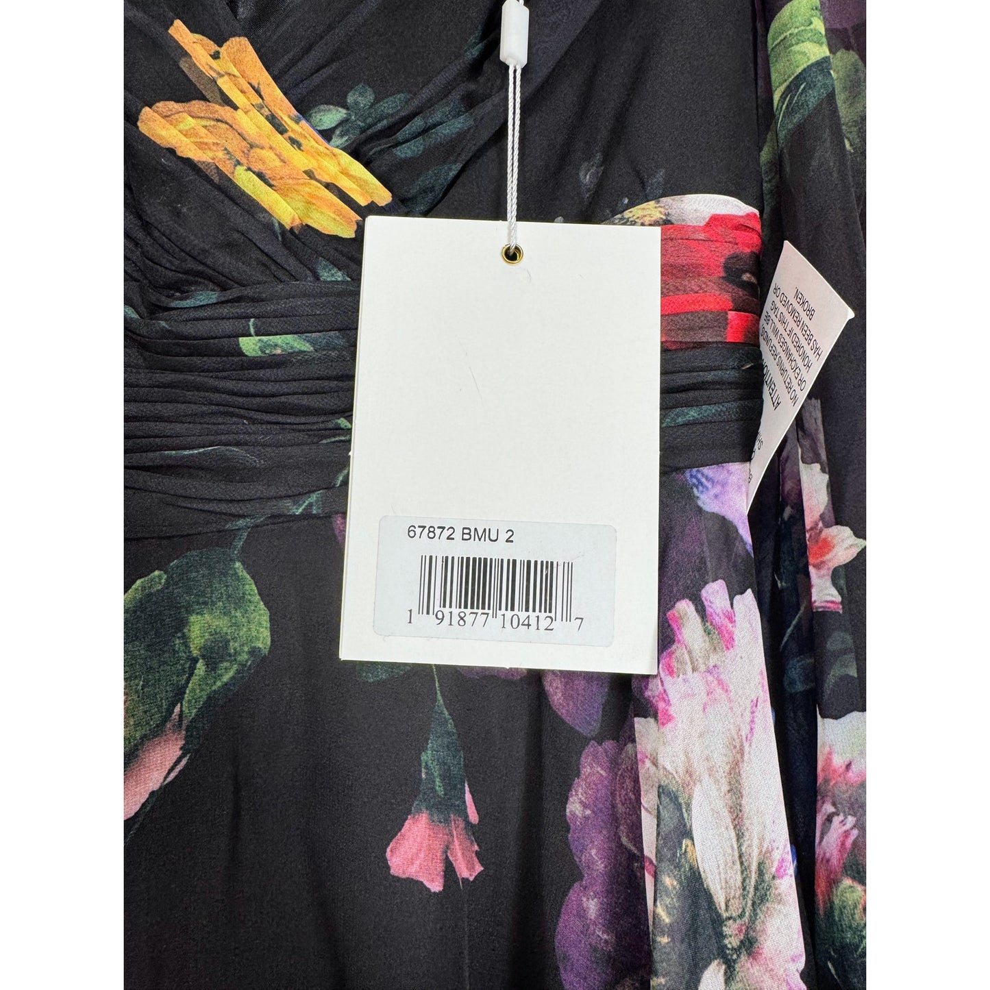 NEW NWT Mac Duggal Bishop Sleeve Floral Print Dress  STYLE 67872 Size 2
