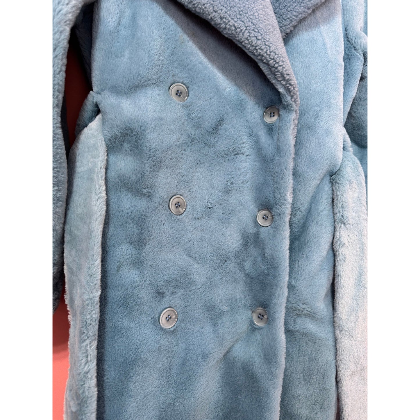 STINE GOYA Happy Faux Fur Jacket in Teal Blue XS