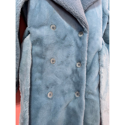 STINE GOYA Happy Faux Fur Jacket in Teal Blue XS