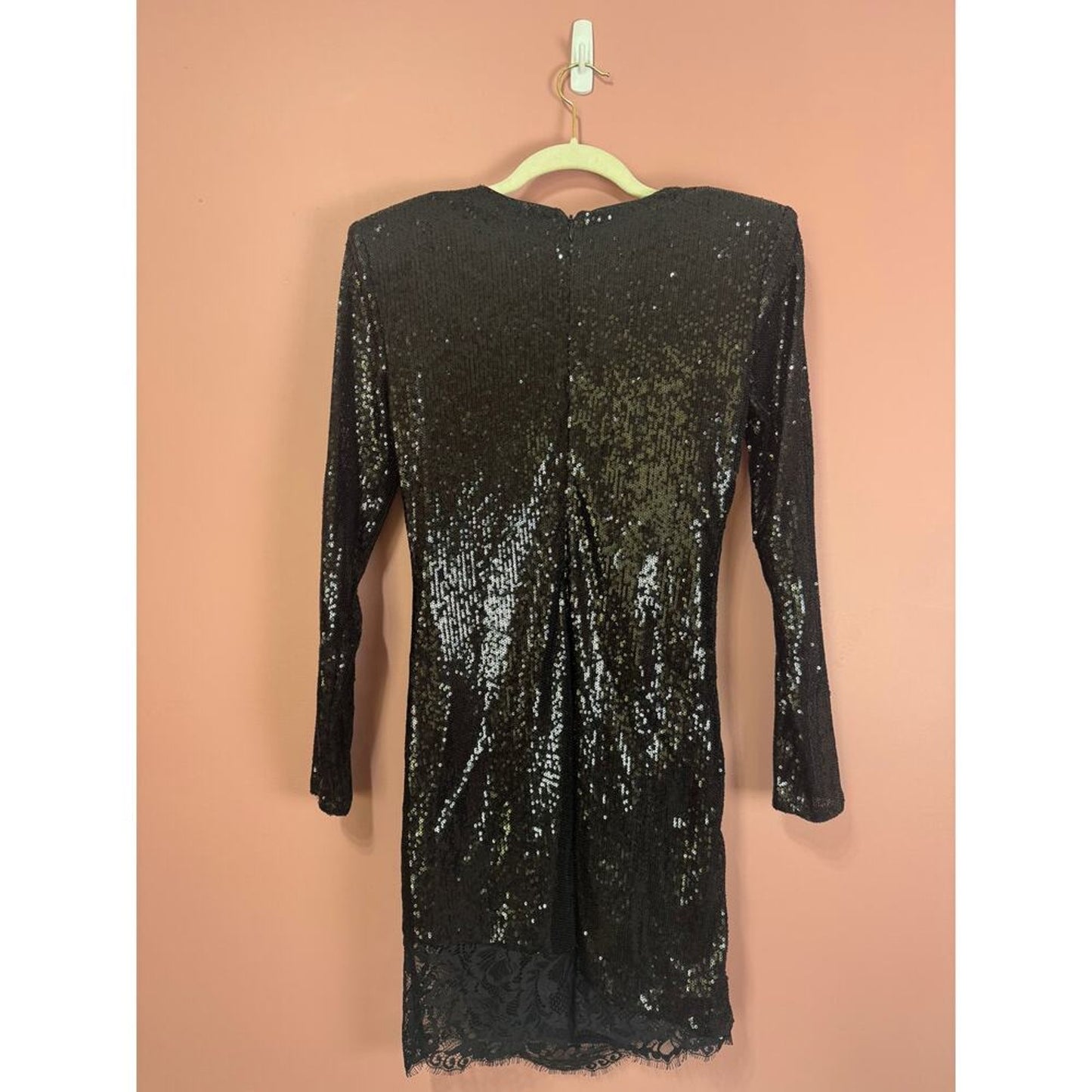 L'Agence Alba Long Sleeve Mini‎ Sequin Dress Black Size 6
