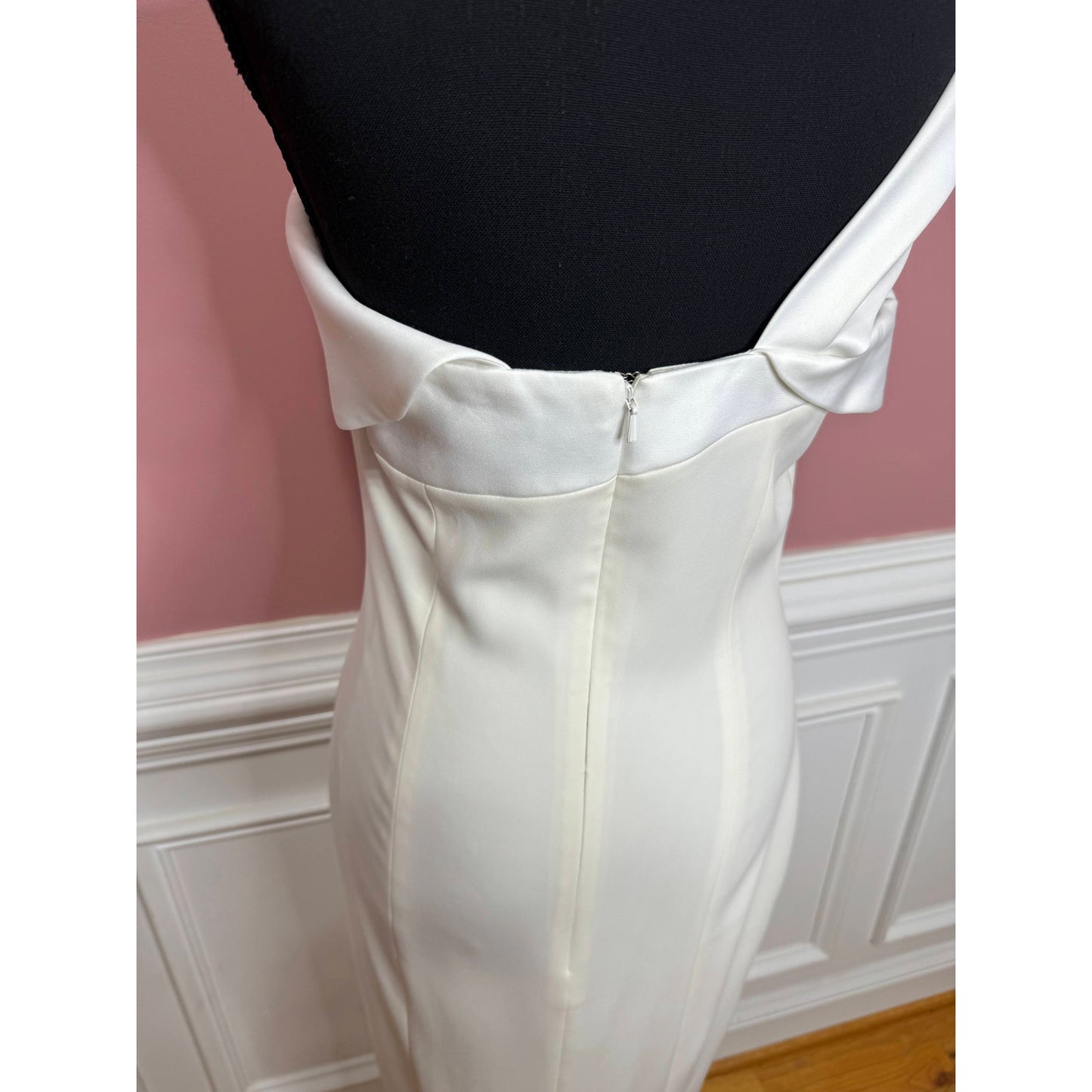 Jay Godfrey One Shoulder Midi Pencil Dress in White Size 6 Side Slit Wedding