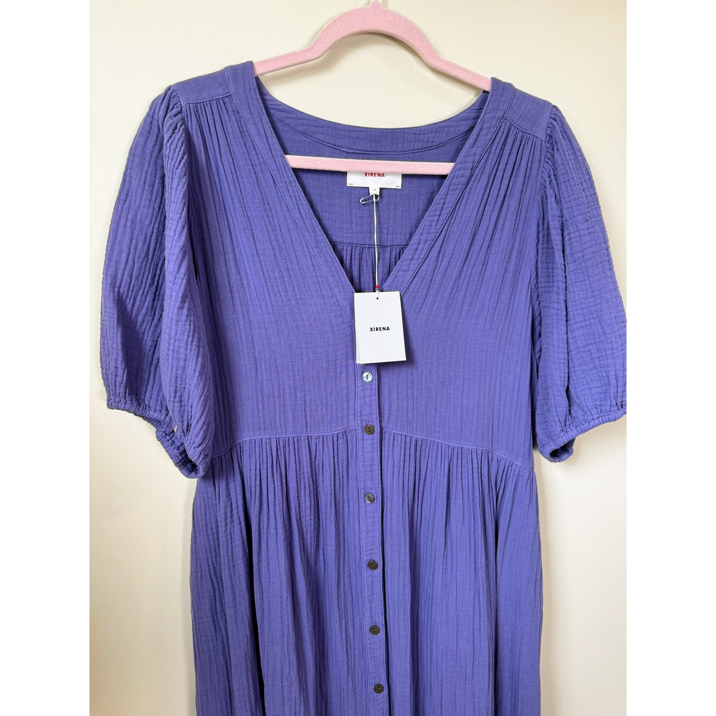 NEW NWT Xirena Lennox Gauze Midi Dress Skipper Blue Size Medium